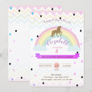 Invitación de Cumpleaños de Unicornio Adorable, Es