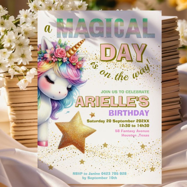 Invitación de cumpleaños de unicornio arcoíris bri (Subido por el creador)