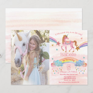 Invitación de cumpleaños de Unicornio Arcoíris par
