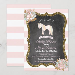 Invitación de Cumpleaños de Unicornio Brillante Fl