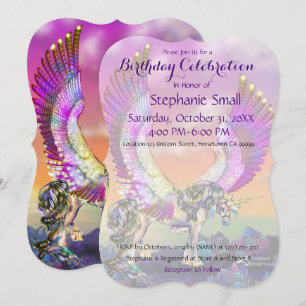 Invitación de cumpleaños de unicornio Caballo rosa