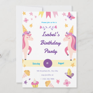 Invitación de cumpleaños de unicornio caprichoso