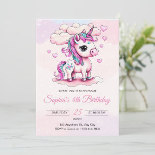 Invitación de cumpleaños de unicornio, Chicas unic