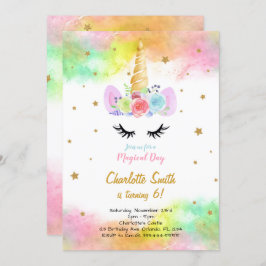 Invitación de cumpleaños de unicornio colorido