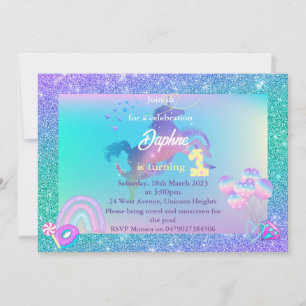 Invitación de cumpleaños de Unicornio, con 1 invit