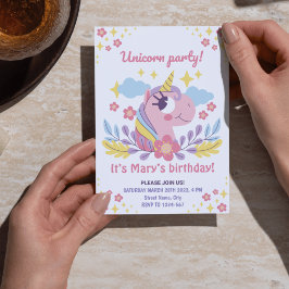 Invitación de cumpleaños de Unicornio con foto
