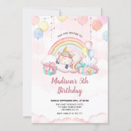 Invitación de cumpleaños de Unicornio con sueño