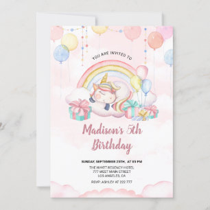 Invitación de cumpleaños de Unicornio con sueño