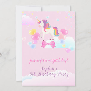 Invitación de cumpleaños de Unicornio con vuelo