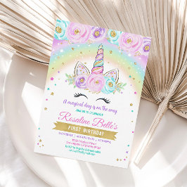 Invitación de cumpleaños de unicornio de arcoíris