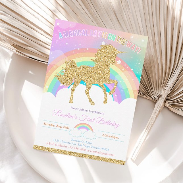 Invitación de Cumpleaños de Unicornio de Arcoíris  (Subido por el creador)
