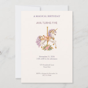 Invitación de cumpleaños de unicornio de carrusel