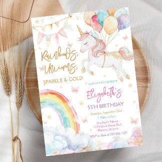 Invitación de cumpleaños de unicornio de destellos