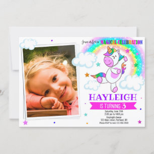 Invitación de cumpleaños de Unicornio de foto Invi