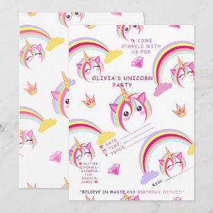 Invitación de cumpleaños de unicornio – Diseño mág