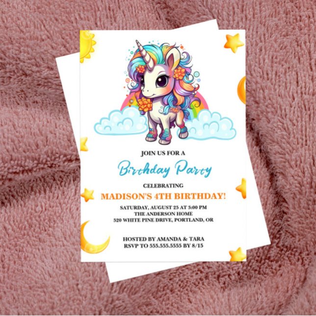 Invitación de cumpleaños de Unicornio, dulce y ado (Subido por el creador)