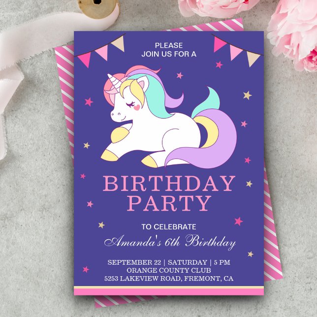 Invitación de cumpleaños de Unicornio dulce y ador (Subido por el creador)