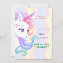 Invitación de cumpleaños de Unicornio editable