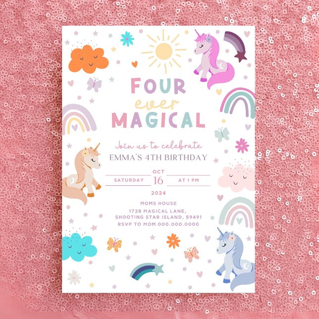 Invitación de cumpleaños de Unicornio editable (Subido por el creador)