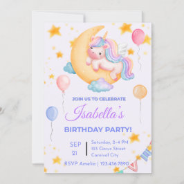 Invitación de cumpleaños de Unicornio editable par