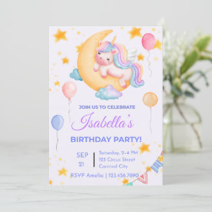 Invitación de cumpleaños de Unicornio editable par