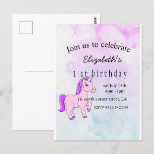 invitación de cumpleaños de unicornio elegante min