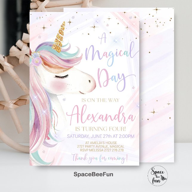 Invitación de Cumpleaños de Unicornio Fiesta (Unicorn Birthday,Invitation Party,Unicorn Invite,Magical Rainbow,Invite Girls,Birthday Party,Unicorn)