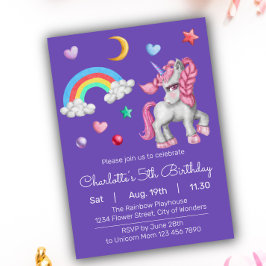 Invitación de cumpleaños de Unicornio - Fiesta de 
