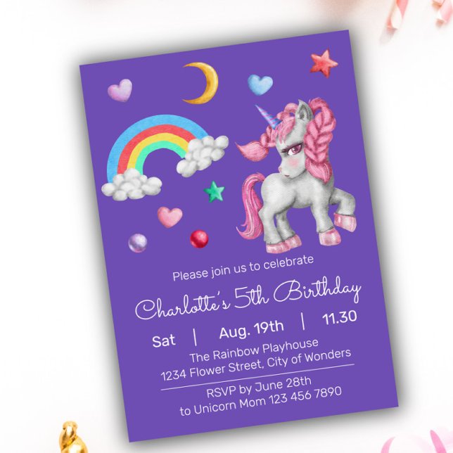 Invitación de cumpleaños de Unicornio - Fiesta de  (Subido por el creador)