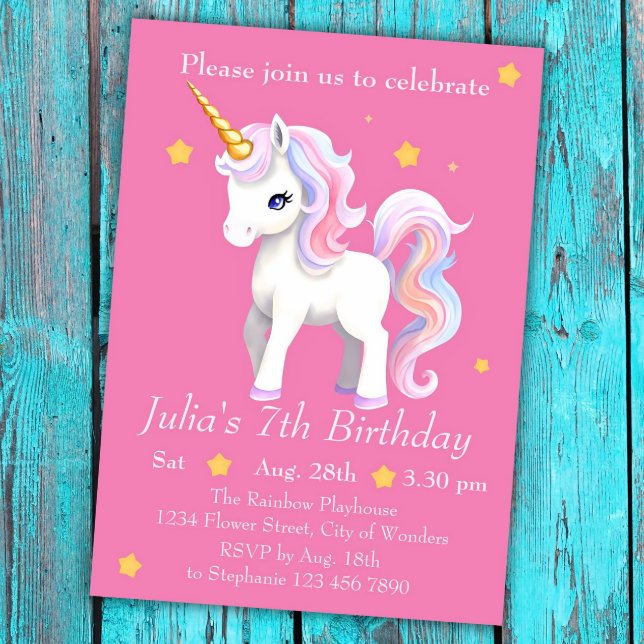 Invitación de cumpleaños de Unicornio - Fiesta de  (Subido por el creador)