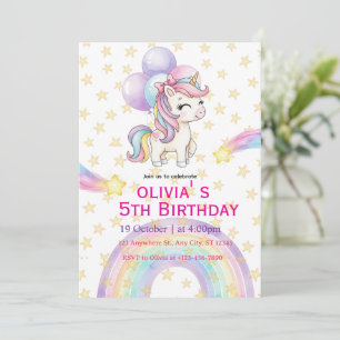 Invitación de Cumpleaños de Unicornio   Fiesta de 