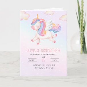 Invitación de cumpleaños de unicornio, fiesta de a