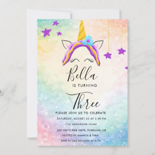 Invitación de Cumpleaños de Unicornio Fiesta de Ar