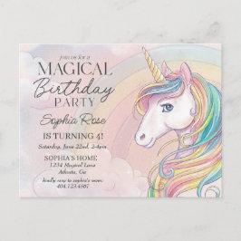 Invitación de cumpleaños de unicornio, fiesta de c