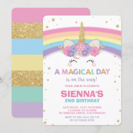 Invitación de cumpleaños de Unicornio Fiesta de pr