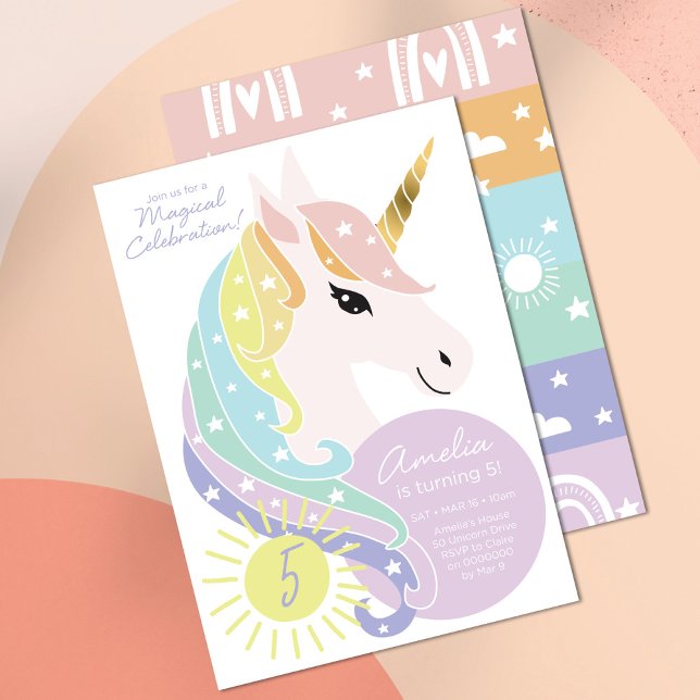 Invitación de cumpleaños de Unicornio, Fiesta de R (Subido por el creador)