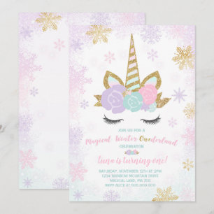 Invitación de cumpleaños de Unicornio Fiesta de un