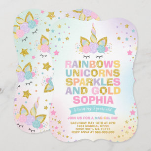 Invitación de cumpleaños de unicornio Fiesta mágic