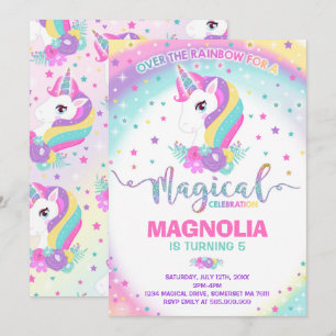 Invitación de cumpleaños de unicornio Fiesta mágic