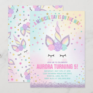 Invitación de cumpleaños de unicornio Fiesta mágic