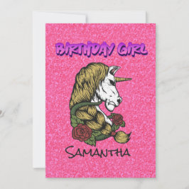 Invitación de cumpleaños de Unicornio, guerrero ro