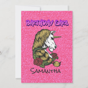 Invitación de cumpleaños de Unicornio, guerrero ro