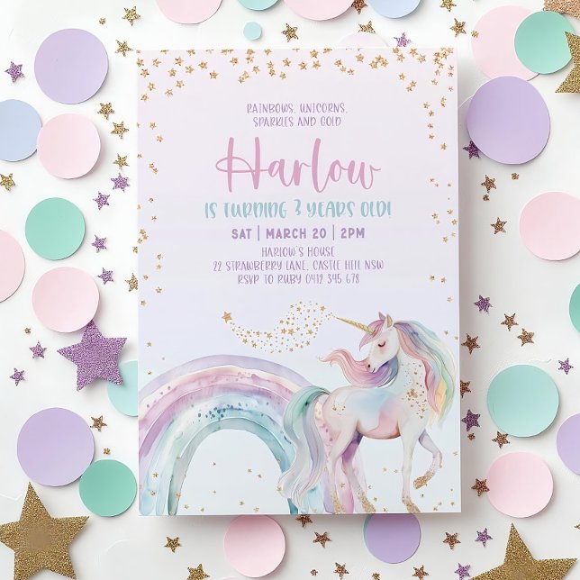 Invitación de cumpleaños de unicornio, Invitación  (Subido por el creador)