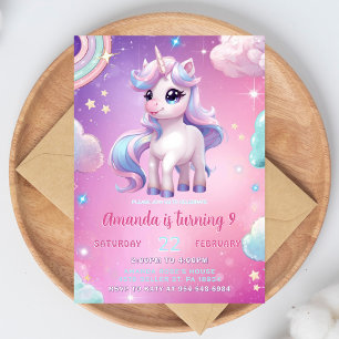 Invitación de cumpleaños de unicornio, invitación