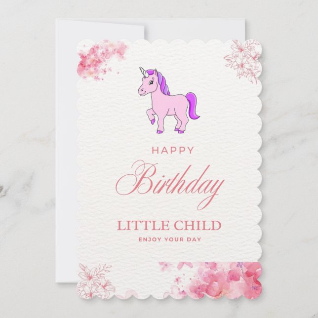 Invitación de cumpleaños de Unicornio mágica Unico (Anverso)