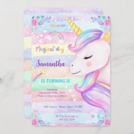 Invitación de cumpleaños de unicornio mágico 