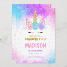 Invitación de cumpleaños de Unicornio mágico