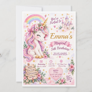 Invitación de cumpleaños de Unicornio Mágico