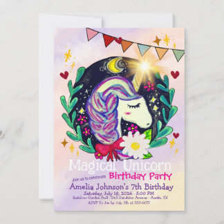 Invitación de Cumpleaños de Unicornio Mágico