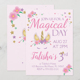 Invitación de cumpleaños de Unicornio mágico